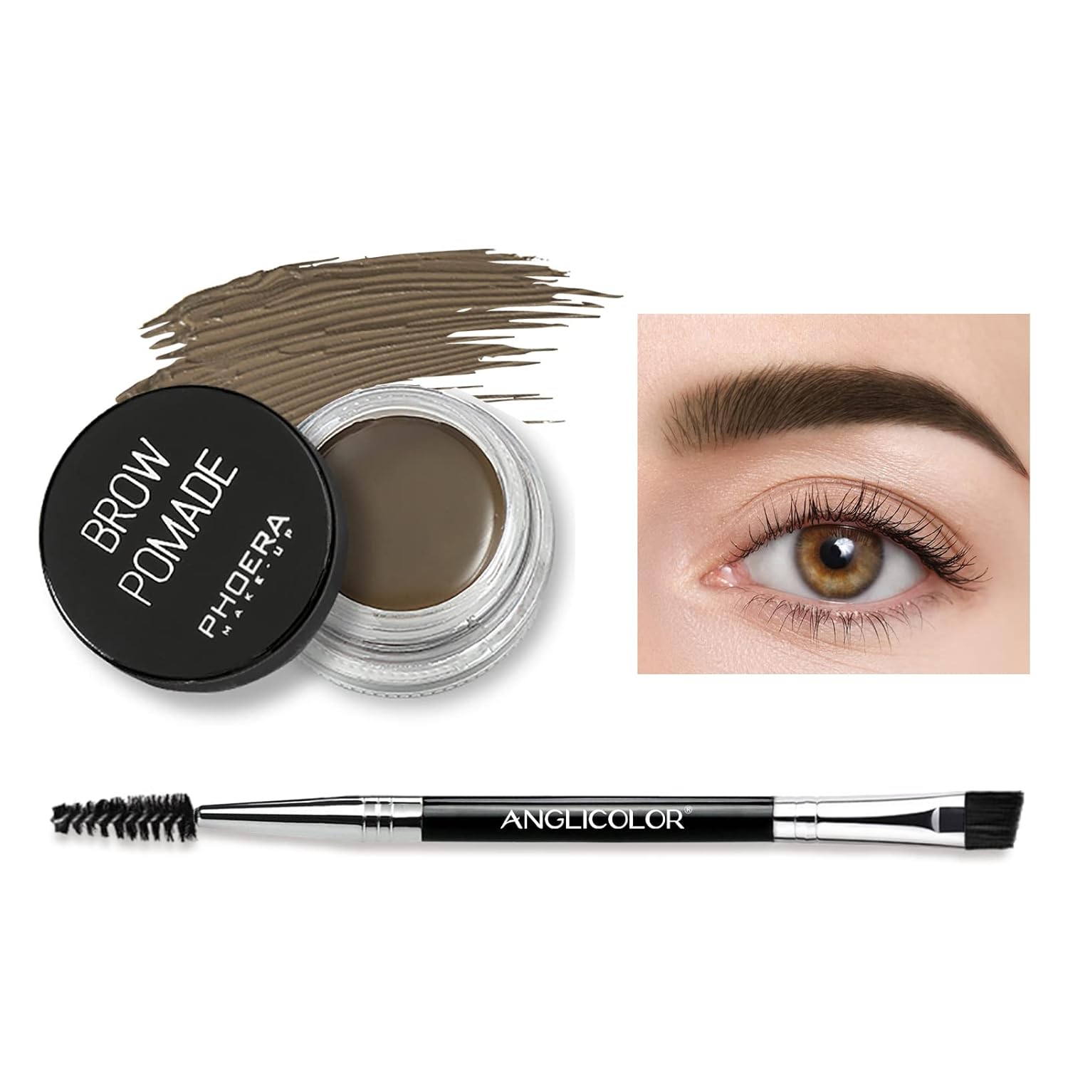 Phoera Eyebrow Cream, 6 Colours, Eyebrow Pomade, Waterproof Eyebrow Pomade Gel, Make-Up, Waterproof Eyebrow for Long-Lasting Eyebrow Makeup (02 Taupe)