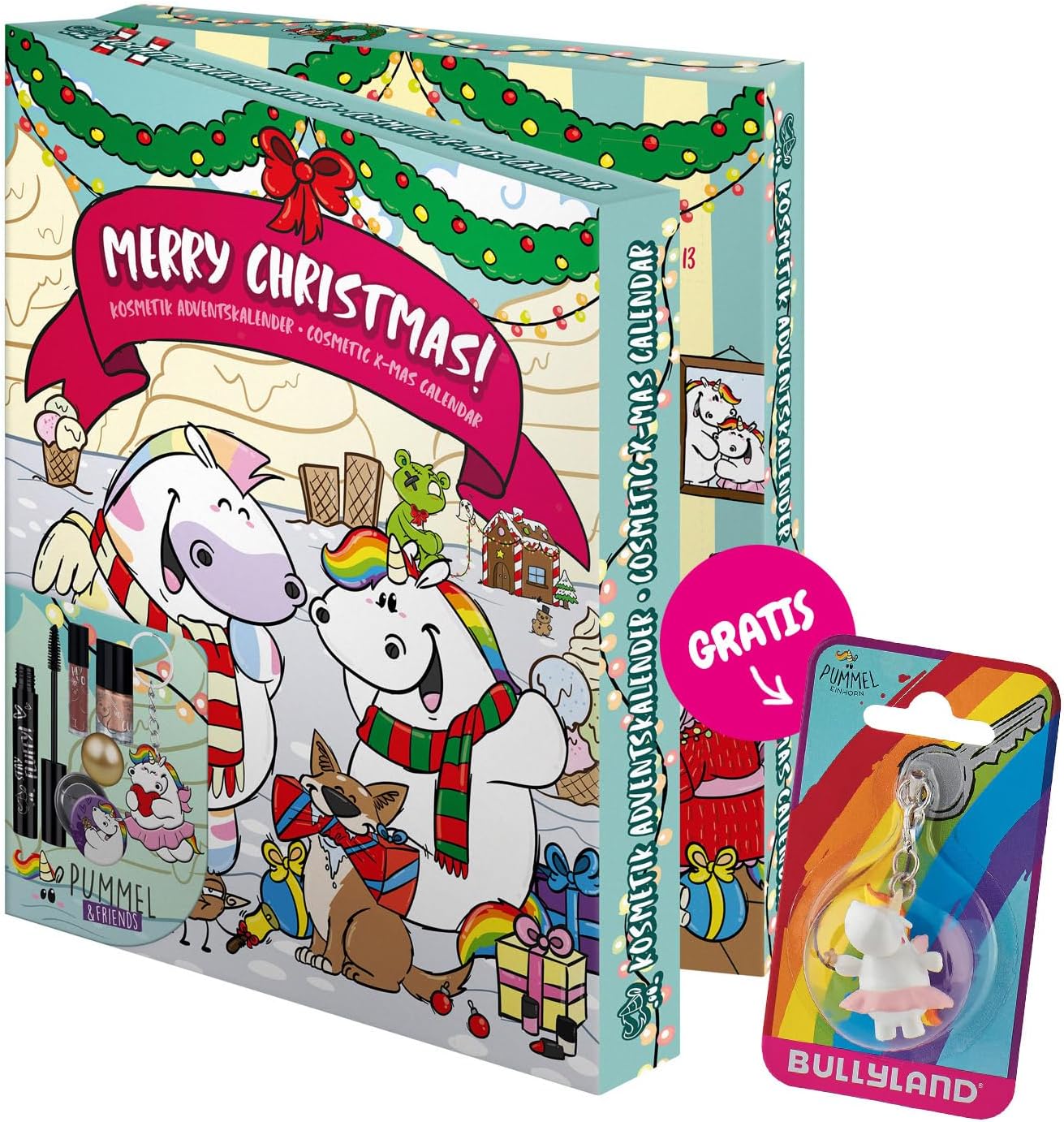 Unicorn Advent Calendar for Children, Filled with Accessories, Beauty and Cosmetic Products by Pummeleinhorn, in Decorative Box for Standing, Loving Gift Idea for Girls and Unicorn Fans