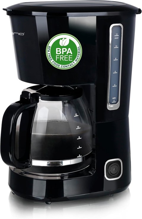 Emerio Filter Coffee Machine Large 1.5 L Glass Jug for up to 12 Cups of Fresh Coffee Removable Permanent Filter Anti-Drip Function 40 Minutes Auto-Off 750 W BPA Free CME-125129.4