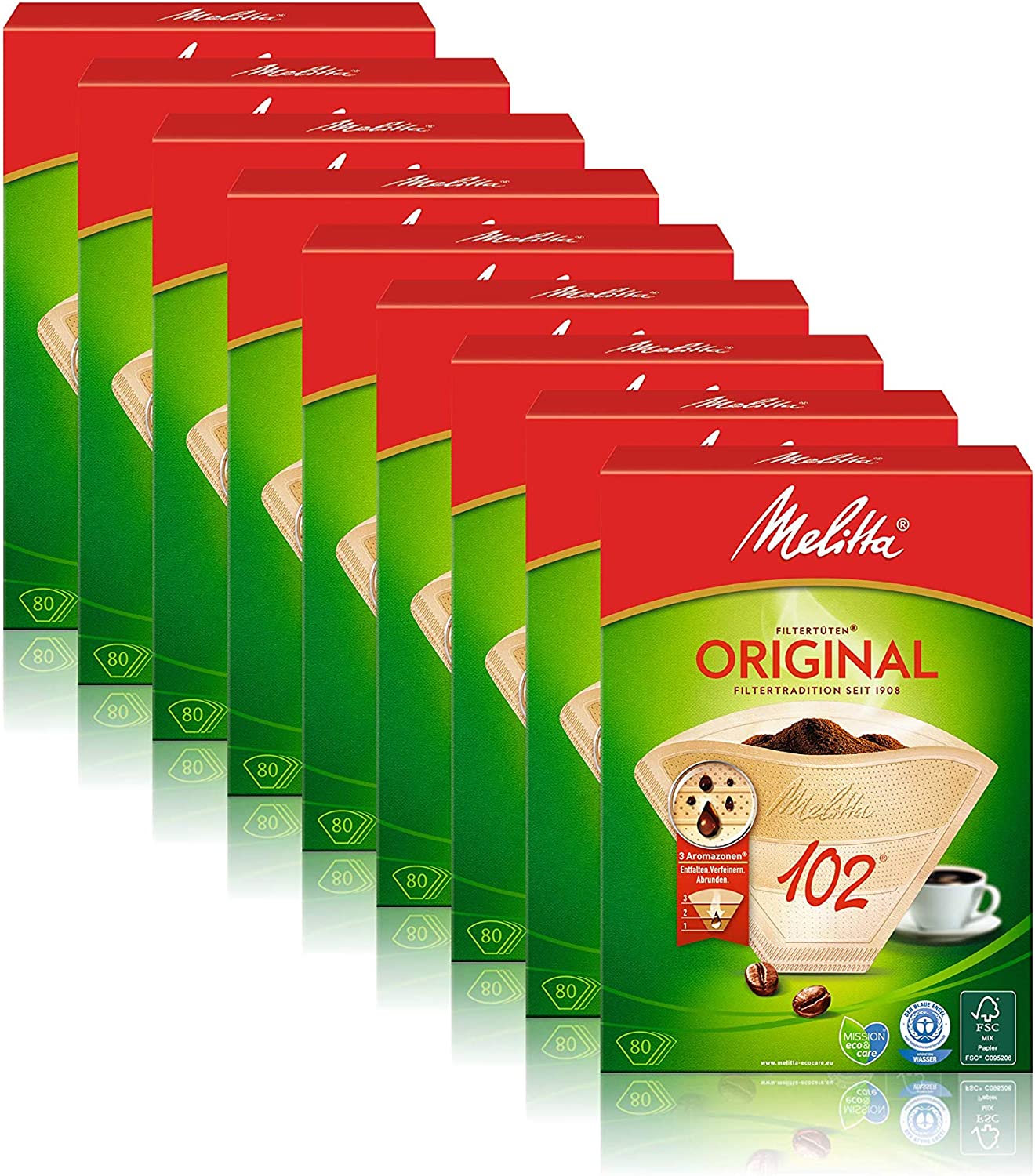 Melitta Filter Bags 102/80 Natural Brown Aroma, Pack of 9 (9 x 80 Items)