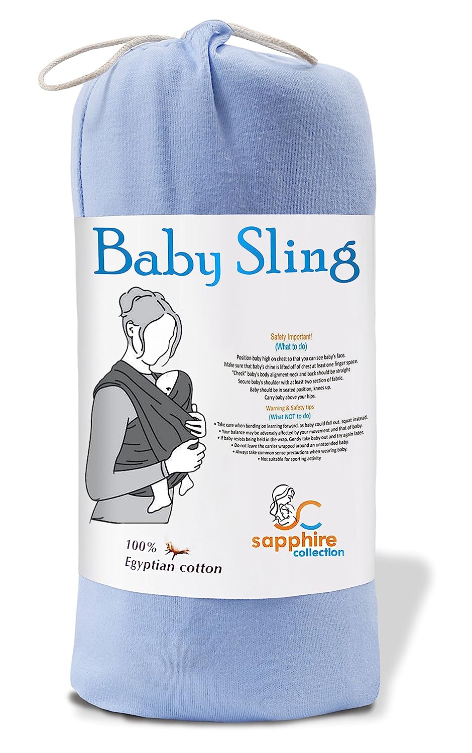 Baby Carrier Sling Stretchy Maternity Rage Cloth – Extra Soft and Light Weight, Quiet – Birth to 3 yrs sky blue
