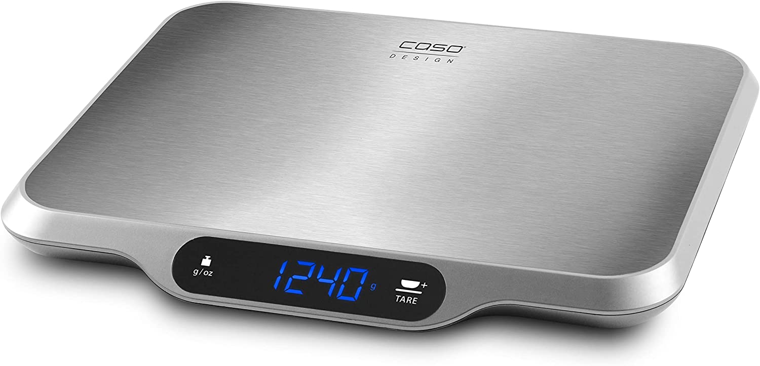 Caso 3292 L15 Design Kitchen Scales Digital Kitchen Scales with Extra Large Weighing Surface 30 x 22 cm Brushed Stainless Steel Weighing Scale up to 15 kg Digital Large Display Hold Function