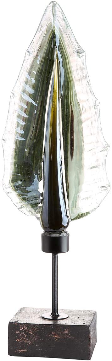 GILDE GLAS art Sculpture Leaf Decorative Glass on Base Height 54 cm