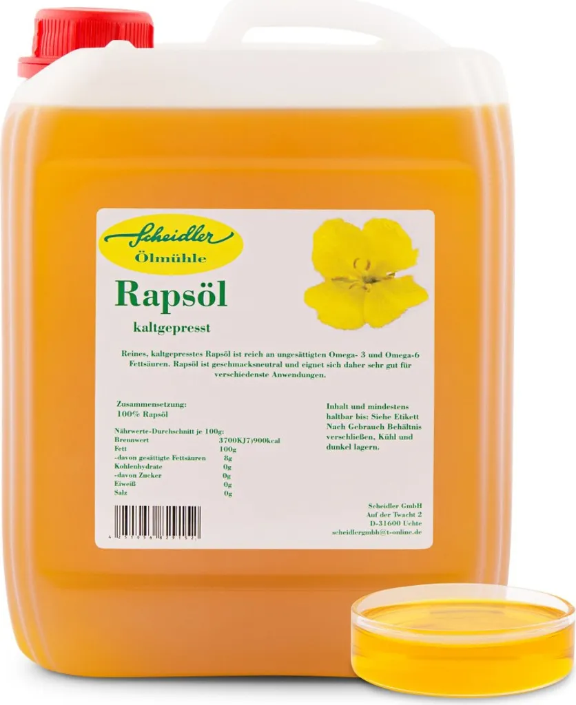10 liter rapeseed oil canister, pure rapeseed oil, 100% cold-pressed, vegetable oil
