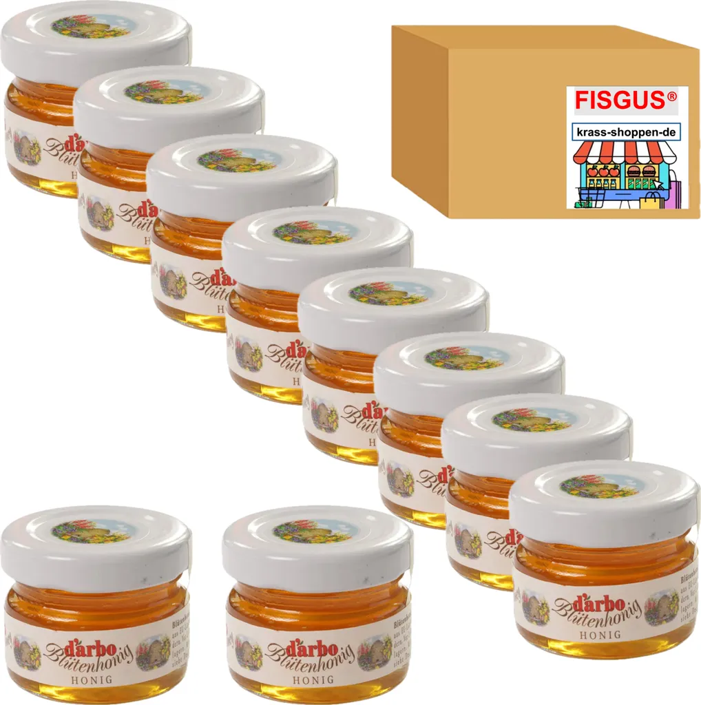 10 Mini Gläser Darbo Blütenhonig mit je 28g - Für ein leckeres Frühstück