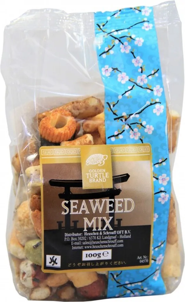 [ 100g ] GOLDEN TURTLE Rice Crackers - Mix with Seaweed | Crackers | Snack