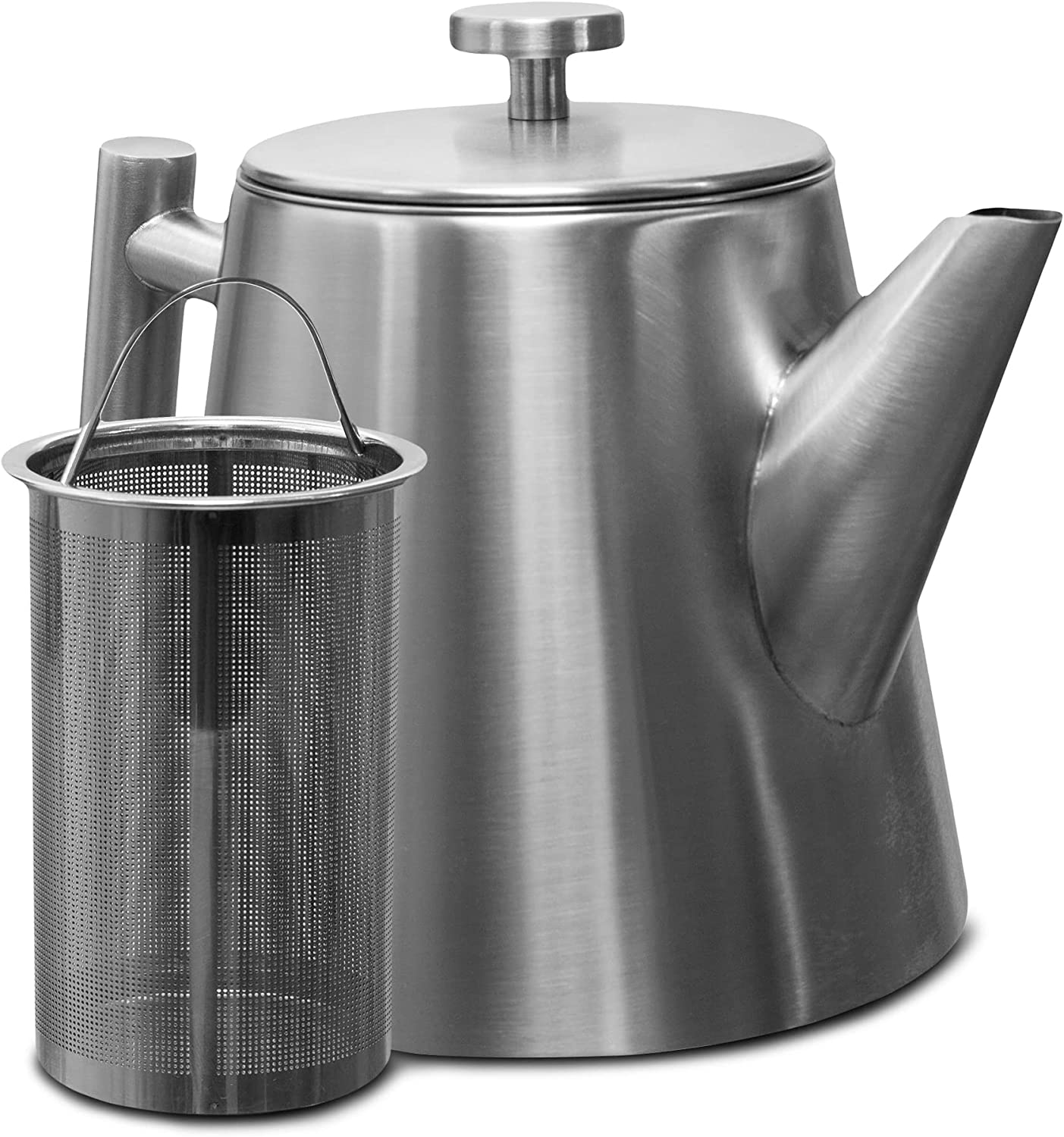 Vaja Trends | Teapot | Gray Stainless Steel 1l | Teapot with Strainer Insert | Stainless Steel Teapot Warmer for Teapot | Teapot with warm | Tea Maker | Double-Walled