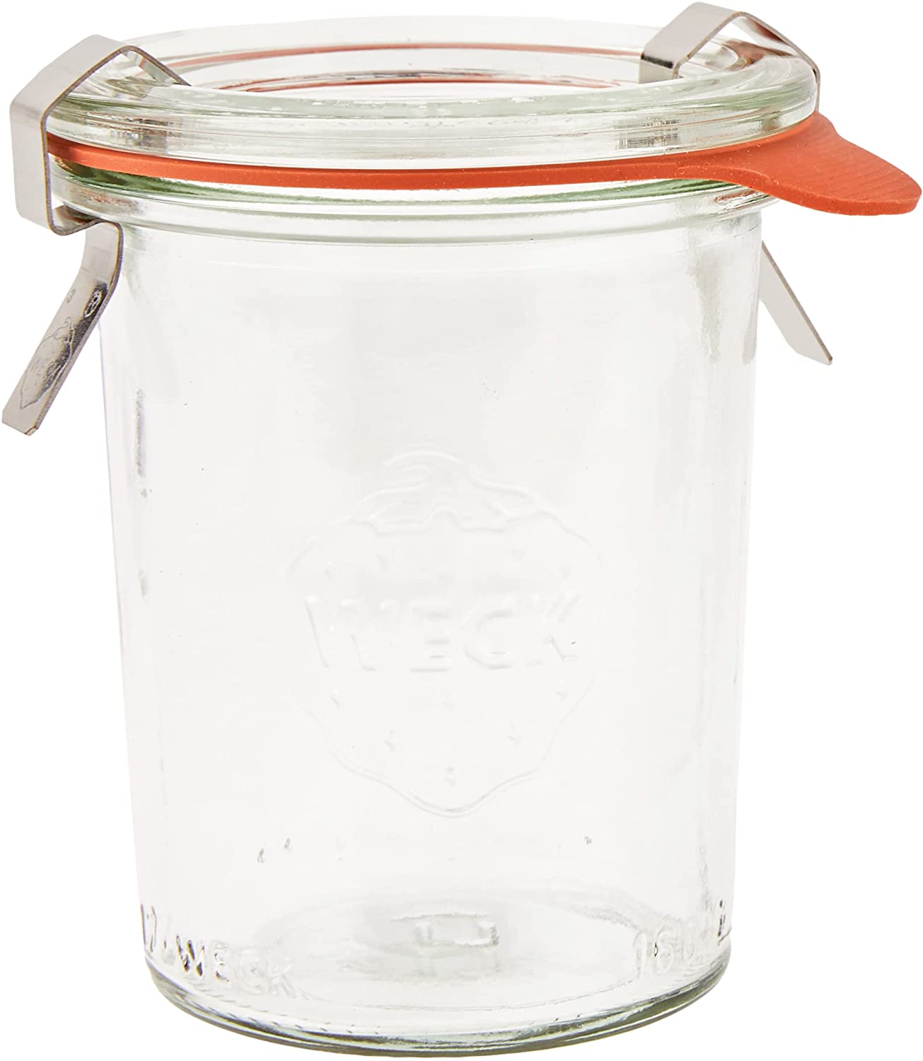 Weck 12 Glass Preserving Jars with Rubber Seal Clips and Glass Lid of 12