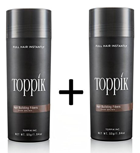 2 x Toppik 55 g Hair Thickening Scattered Hair Fibers Microhairs, Colour: Light Brown, ‎light