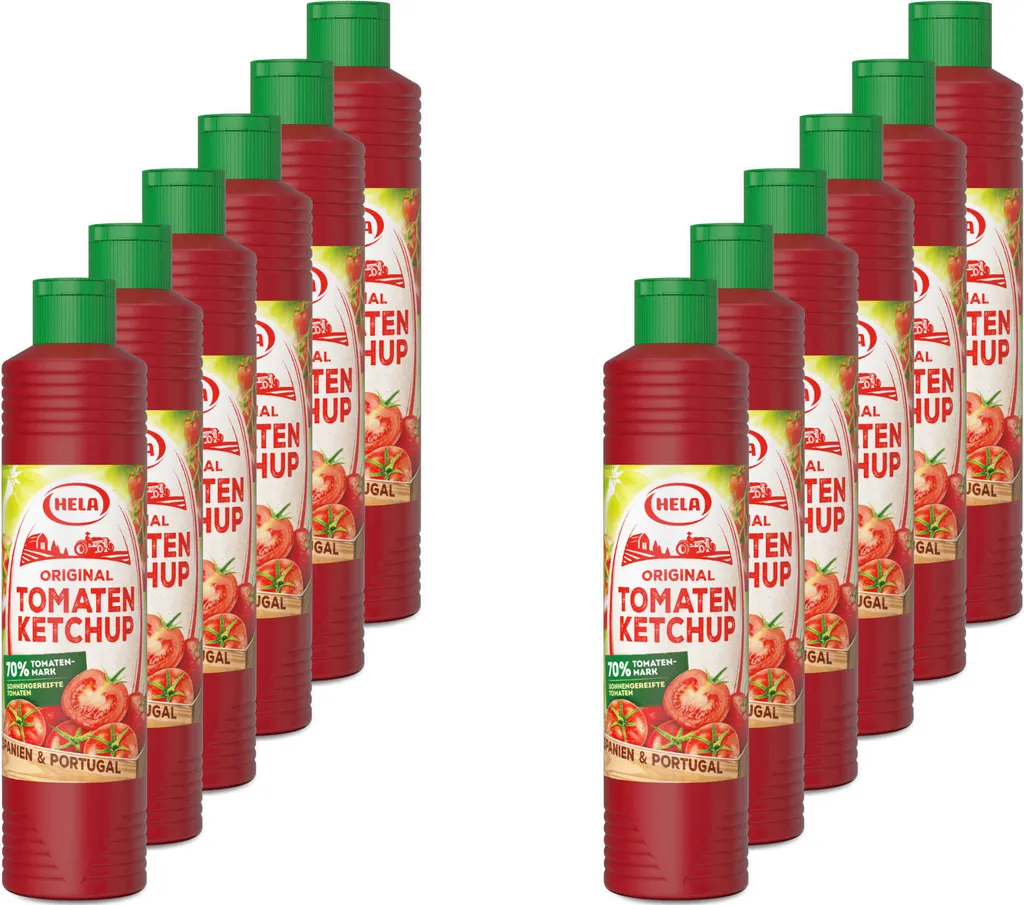 12x 800 ml Hela Ketchup Original Tomaten Ketchup Flasche Tomatenketchup