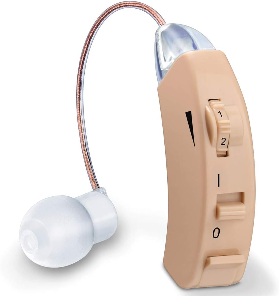 Beurer HA 50 hearing aus amplifiers, low -noise reproduction and reinforcement of all sounds, ergonomic fit and three attachments for the ear canal