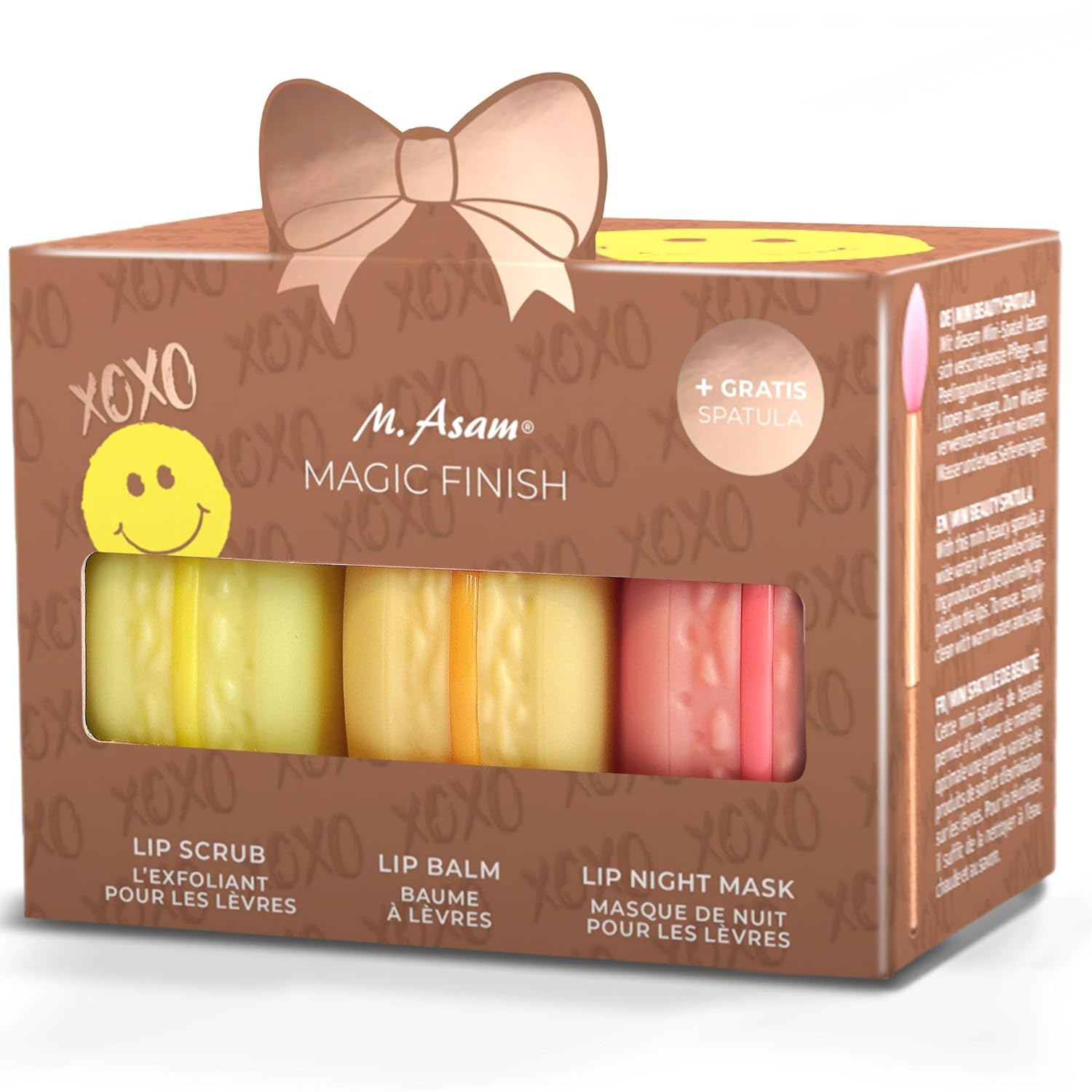 M. Asam Magic Finish Intensive Lip Care Set Smile Edition (3 x 8.5 g), Lip Care Set with Lip Scrub, Lip Balm & Lip Mask, Beauty Gift Set with Mini Spatula, Care for Smooth Lips