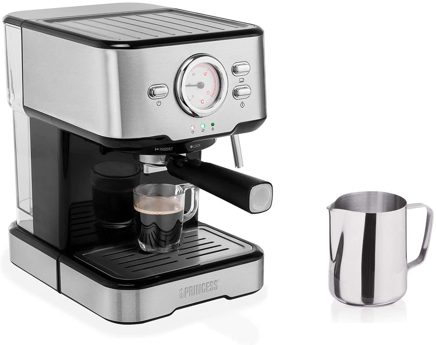 Espressomaschine Espresso and Capsule Machine with Milk Frother for Cappuccino, Latte and Es