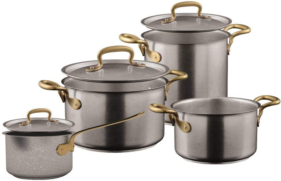 Sambonet 1965 Vintage Stainless Steel Antique Cooking Pot Set 4 Pieces