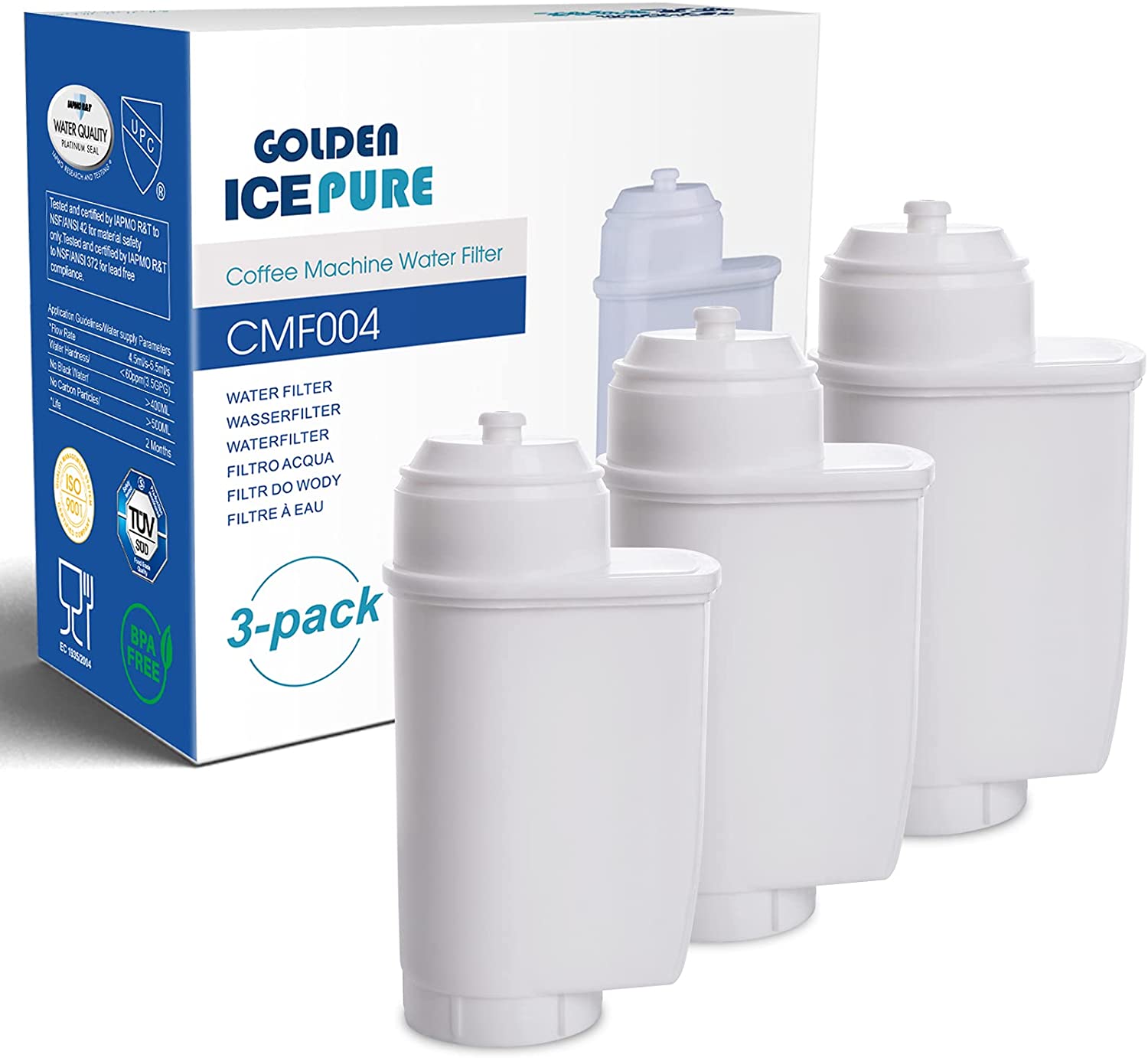 Golden Icepure Tüv Süd NSF Certified Fully Automatic Coffee Machine Water Filter CMF004, Replacement for Siemens EQ Series, EQ 6, Siemens TZ70003, TCZ7003, TCZ7033