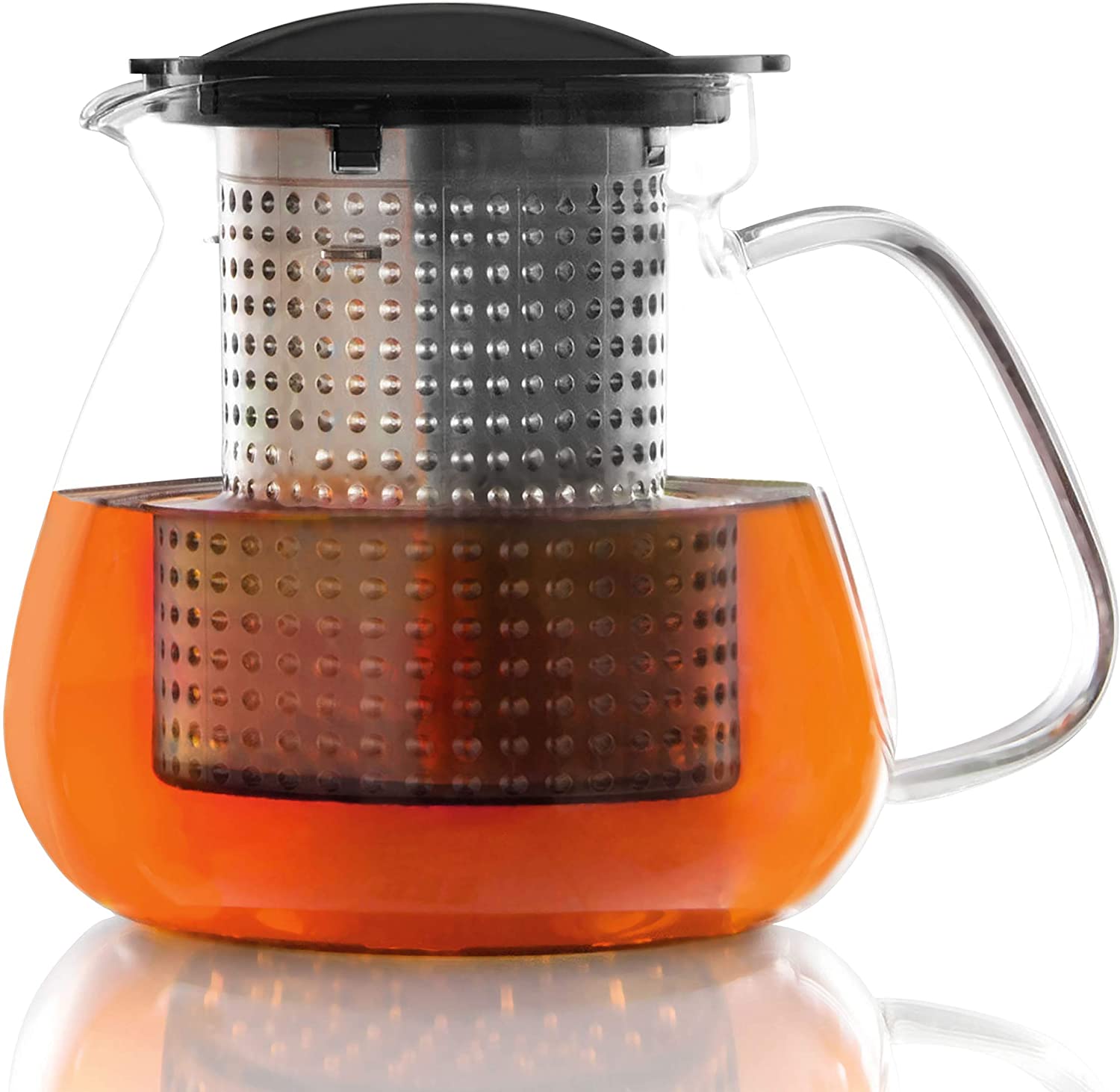 Finum 4287000 Teapot with Tea Control Filter 1.0 Litre Glass Black