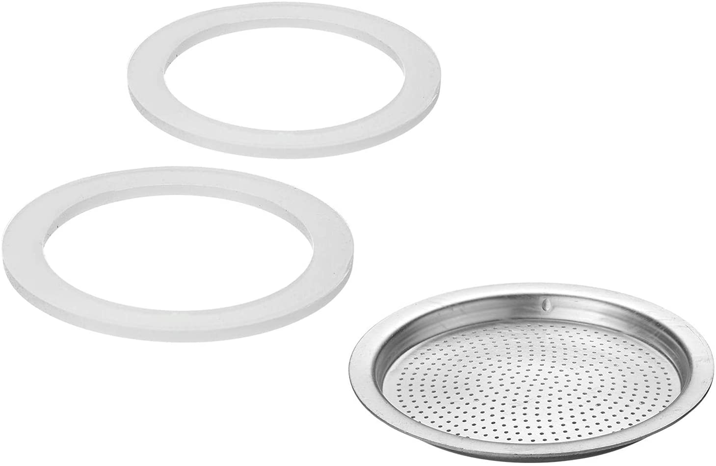 Westmark 2 Replacement Silicone Sealing Rings + 1 Replacement Filter Plate for Espresso Maker 24662260 (4 Cups) Brasilia Plus Silicone/Stainless Steel 2466228E