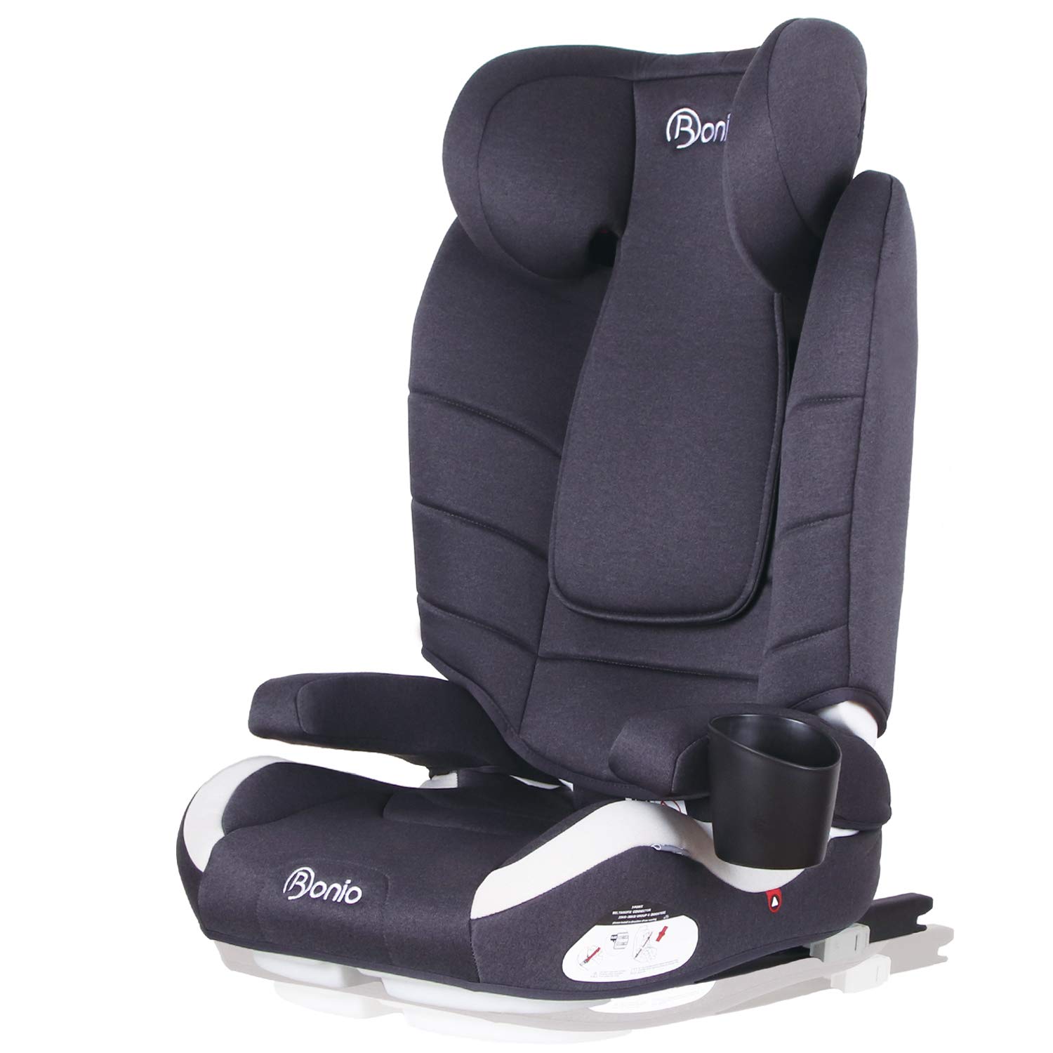 Bonio Child Car Seat Group 2/3 (15-36 kg) for Cars with and without ISOFIX From Approx. 3 to Approx. 12 Years Approved according to ECE R44/04 Grey