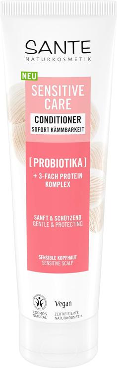 SANTE Naturkosmetik Sensitive Care Conditioner Probiotics + Triple Protein Complex, vegan hair conditioner for healthy hair with more protection and moisture, suitable for a sensitive scalp, 150 ml