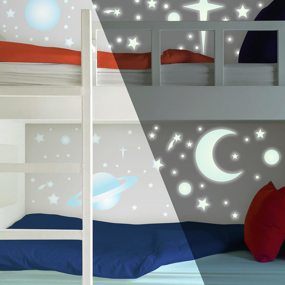 Roommates Repositionable Childrens Glow In The Dark Wall Stickers Celestial