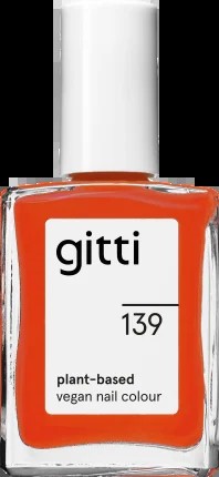 gitti nail polish Plant Based 139 Fiery Orange Red, 15 ml