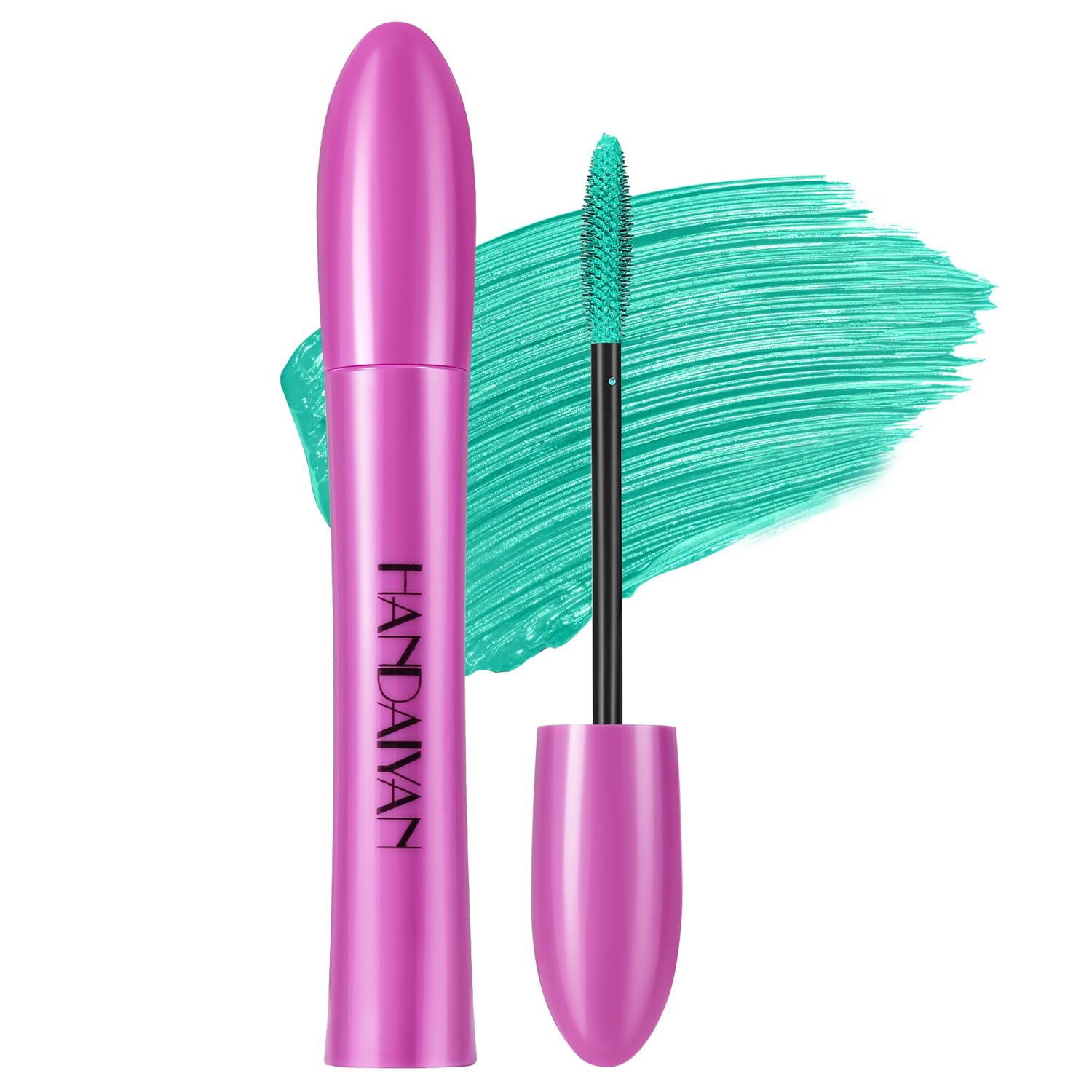 GL-Turelifes Colorful Mascara, Colorful Fiber Mascara, Charming, Thick Brush, Curling, Durable Mascara with Thick and Long Eyelashes, Waterproof and Smudge-proof (#5 Blue Green, Piece)