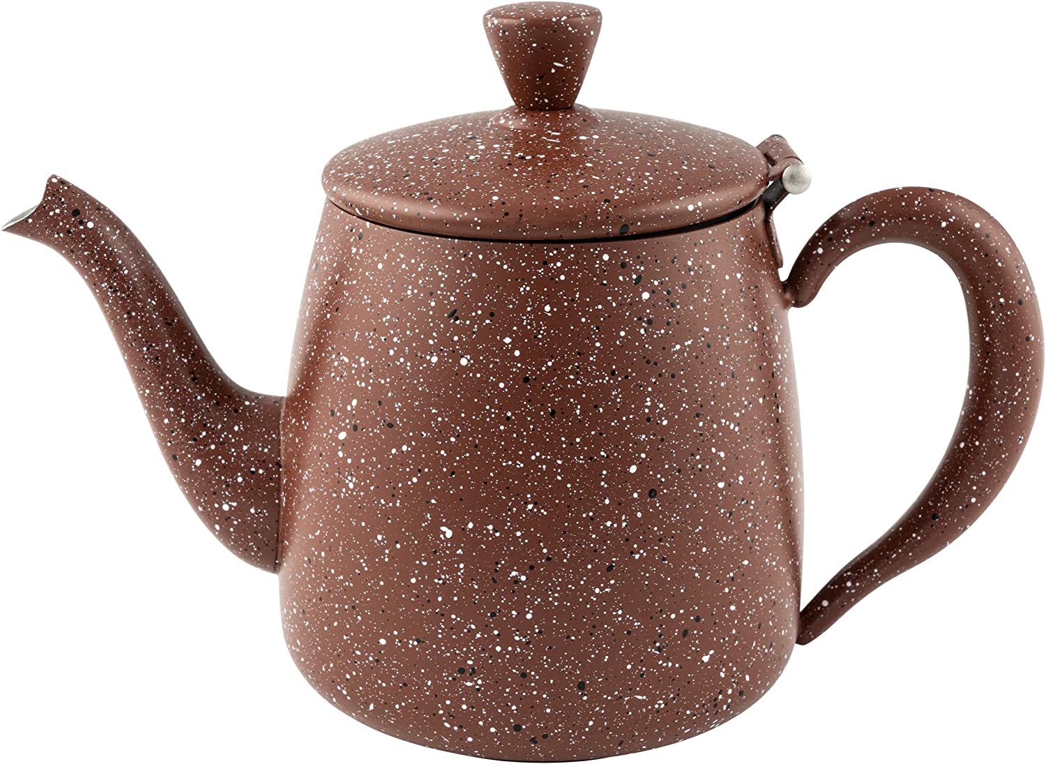 Cafe Ole Café Olé PT-035RG Premium 35oz 1L High Quality Stainless Steel Teapot - Red Granite, Drip Free Pouring, Hollow Handles & Hinged Lid, 1 Litre