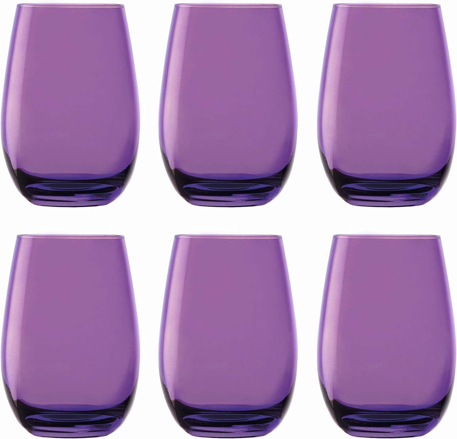 Stölzle Lausitz 352 81 12 Elements Glass Beaker Purple 465 ml, Made in Germany, Set of 6