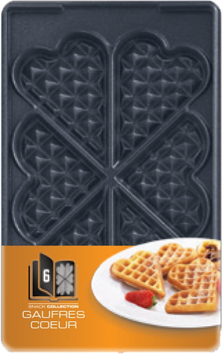 Tefal XA800612 Snack Collection Plate Heart Waffles, Number 6, Heart Shape, Optimal Storage of the Plate Sets thanks to Practical Storage Box