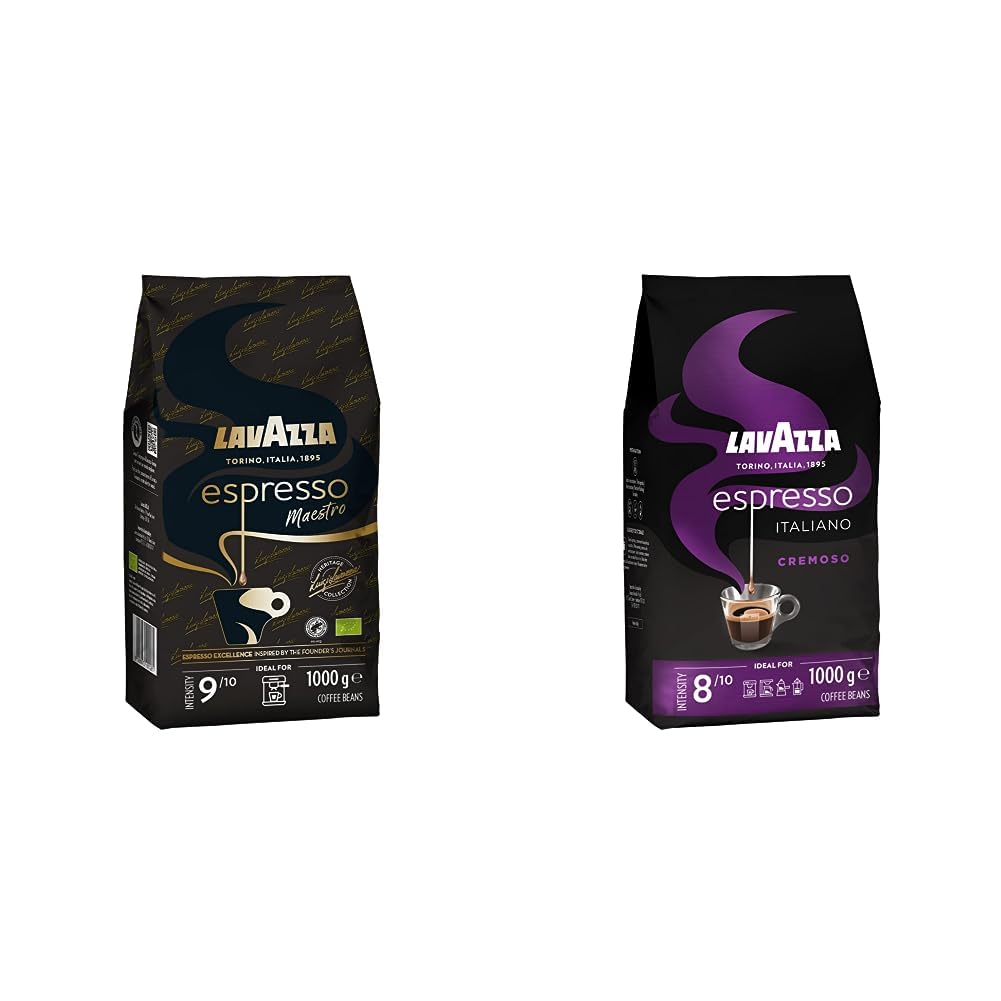 Lavazza, Espresso Maestro, coffee beans for espresso machines & espresso Italiano Cremoso, Arabica and Robusta coffee beans