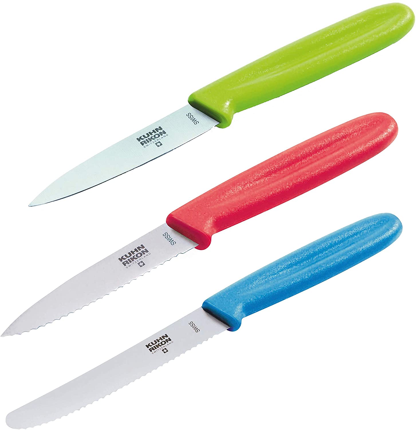 Kuhn Rikon Swiss Knife Set of 3, Red/Blue/Green