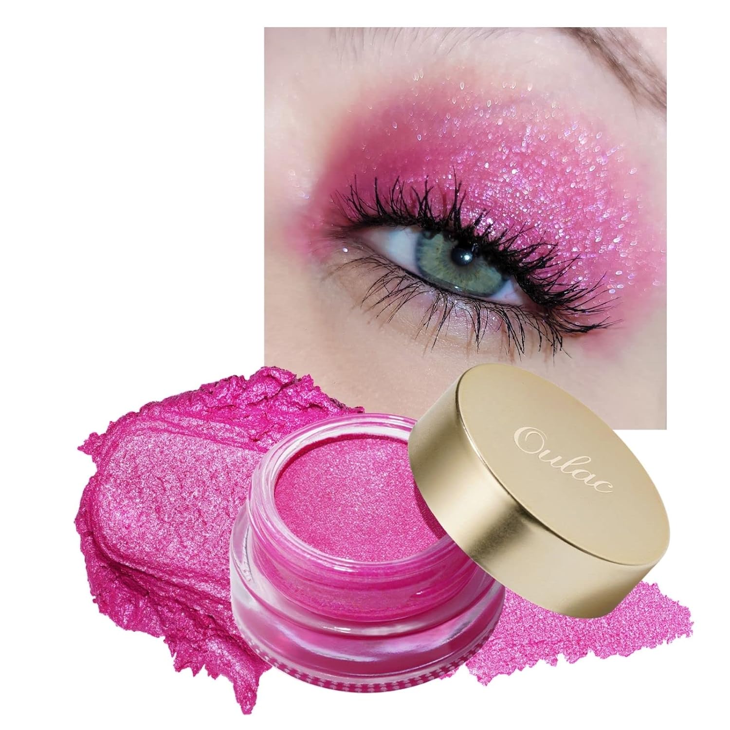 Glitter Eye Shadow Rose, Highly Pigmented Cream Eye Shadow, Waterproof and Long-Lasting, Metallic Shimmer Finish, Blendable and Wrinkle-Free Eye Makeup, Vegan, 06 g (09)