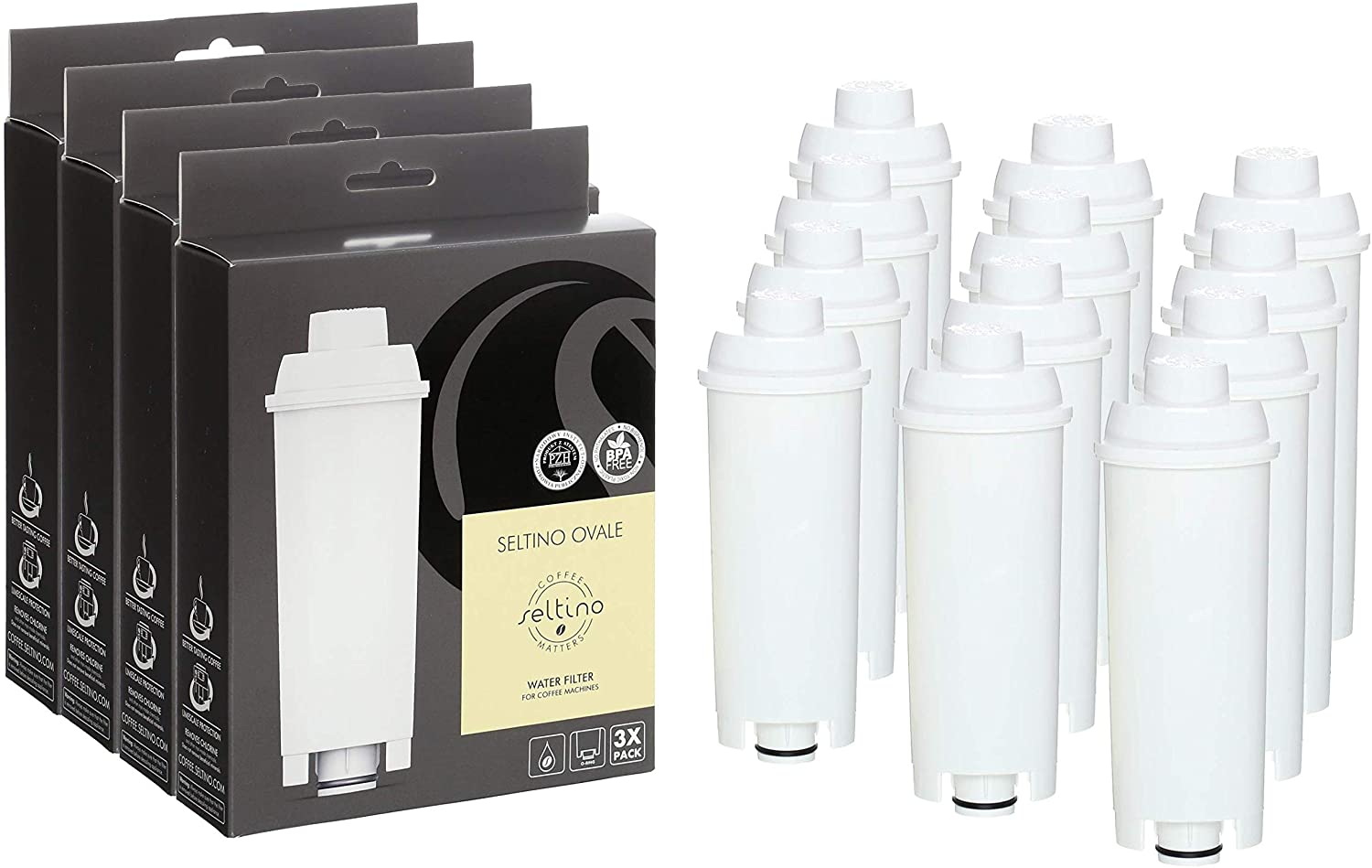 Seltino Oval Replacement Filter for DeLonghi SER3017, DLS C002 Pack of 3, 4