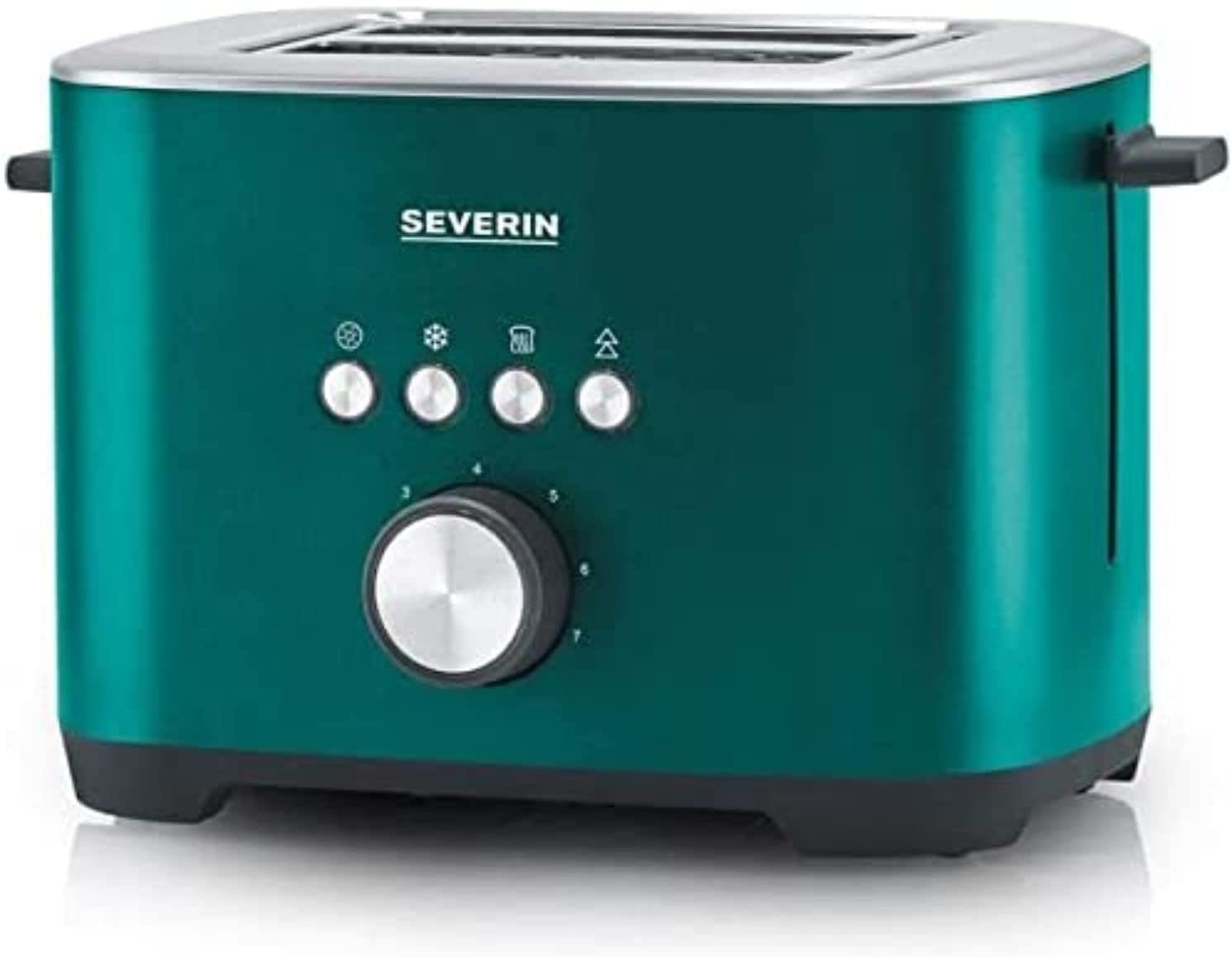 SEVERIN Toaster with Bagel Function, Toaster with Bread Attachment, High-Quality Stainless Steel Toaster for Toasting, Defrosting and Heating, 800 W, Matt Green, AT 9266