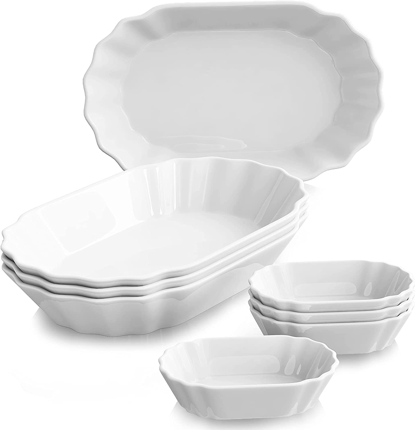 Malacasa Regular Series Porcelain Bowl for Chips and Snacks, Cutlery, A