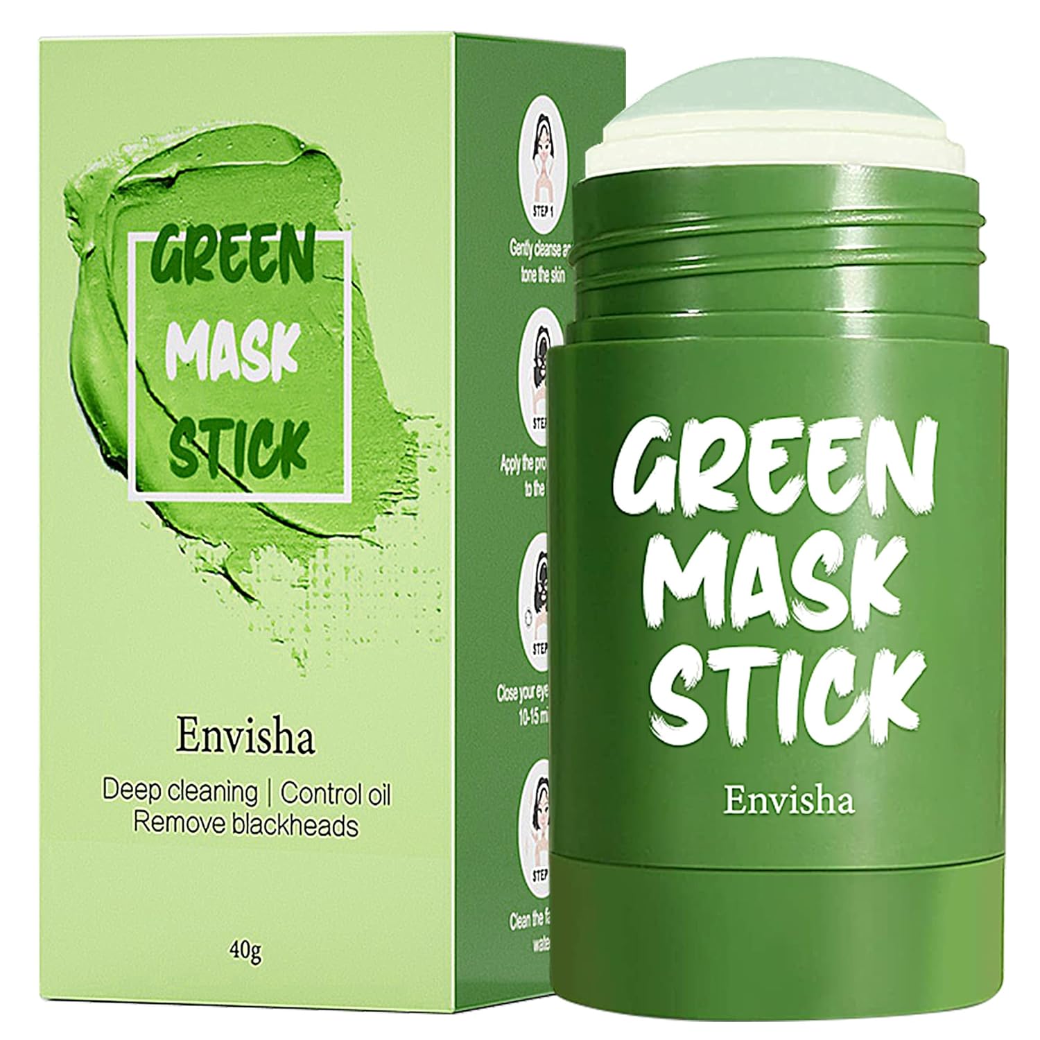 Green Tea Cleansing Mask Pen, Green Mask Pen, Blackhead Remover with Green Tea Extract, Deep Pore Cleansing, Moisturizing, Oil Control, Clay Face Mask