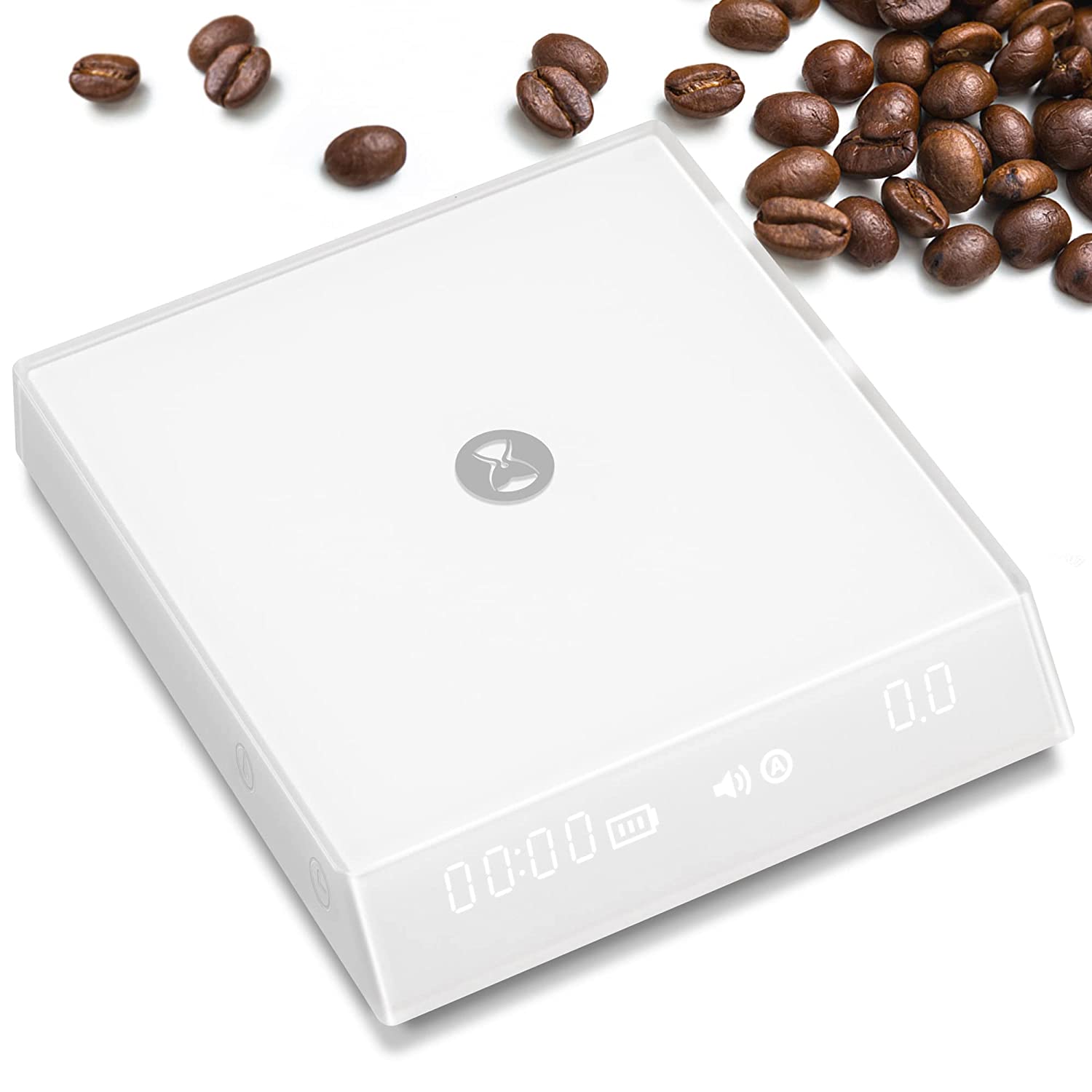 Timemore Coffee Scales With Timer, Espresso Scales with Flow Measurement, Digital Barista Scales With Automatic Time Measuring Mode for Pour Over & Espresso, 2000 g/0.1 G, Black Mirror Nano, White