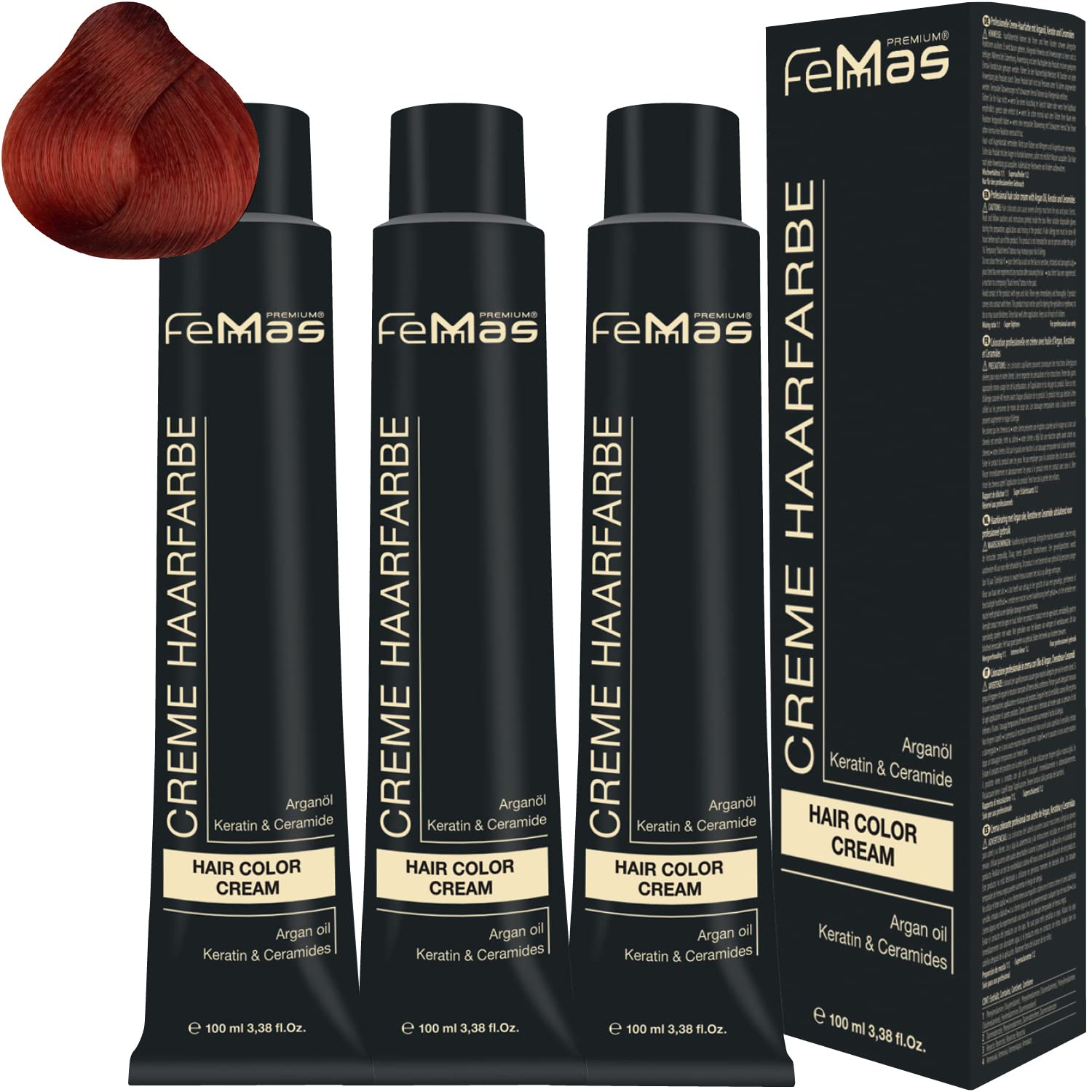 Femmas Pure & Mix Copper Hair Colour Cream 100 ml Pack of 3, ‎pure
