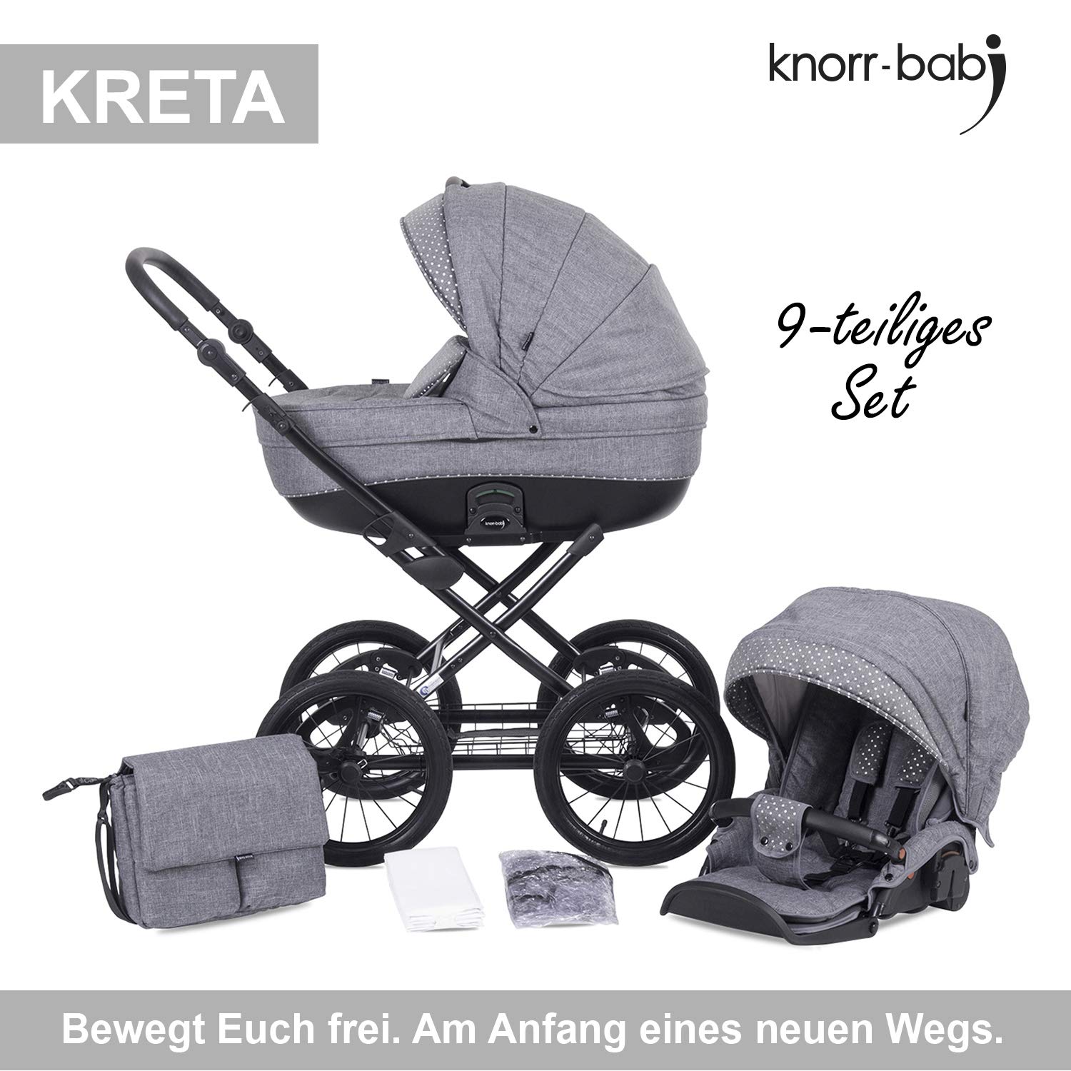 Knorr-Baby Roma 3620-01 Combi Pushchair Light Grey with Dots Grey