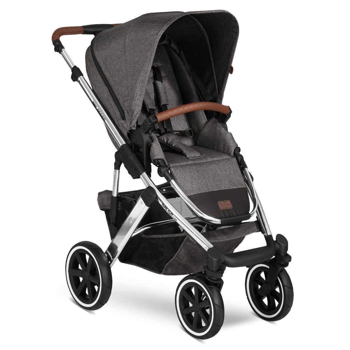 ABC Design 2 in 1 Salsa 4 Air Diamond Edition Pushchair - 2021 Collection - Combination Pushchair for Newborns & Babies - Includes Sports Seat Buggy & Carrycot - Wheel Suspension & Pneumatic Tyres - Colour: Asphalt