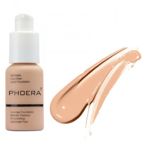 Glamza Phoera Foundation Concealer Makeup Full Coverage Matte Brighten Long Lasting UK (103 Warm Pach), ‎103 peach