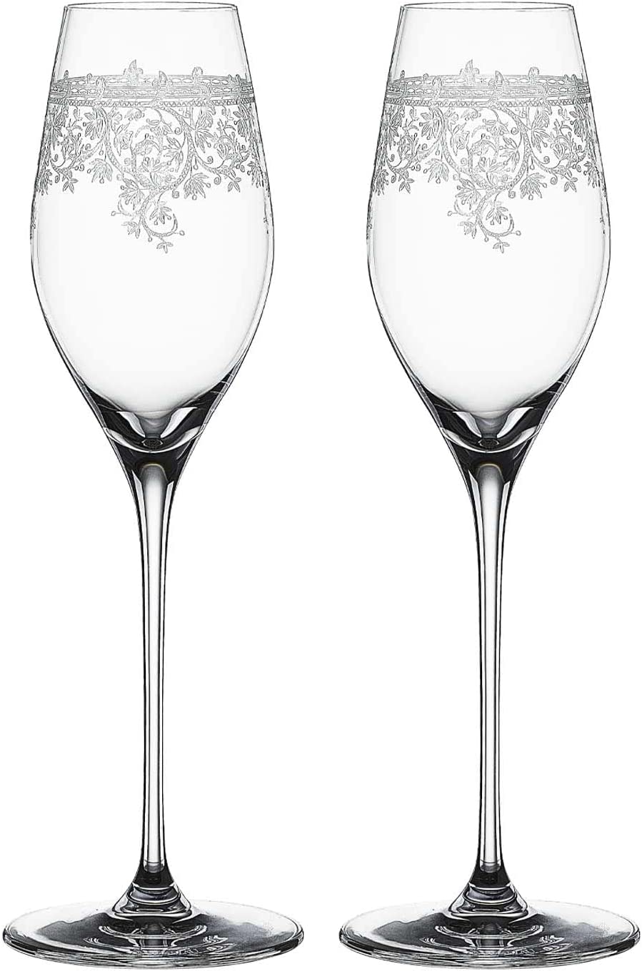 Spiegelau & Nachtmann Set of 2 Champagne Glasses Crystal Glass 300ml Spiegelau Arabesque Champagne Flutes with Pantograph Ornaments 4192269