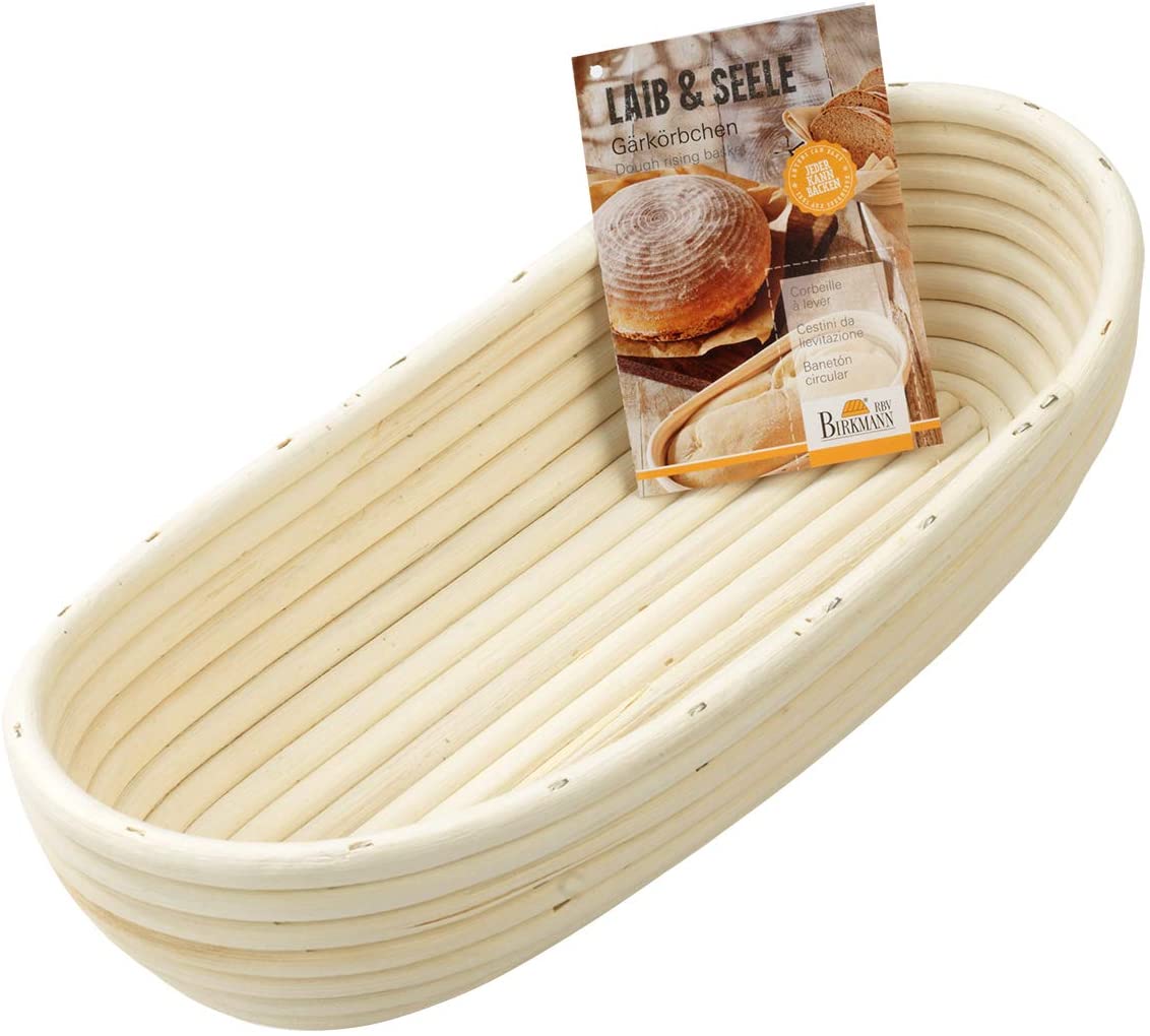 RBV Birkmann, 208988, loaf and soul, proofing basket made of rattan, elongated, small, 30 x 14 cm, height 8 cm