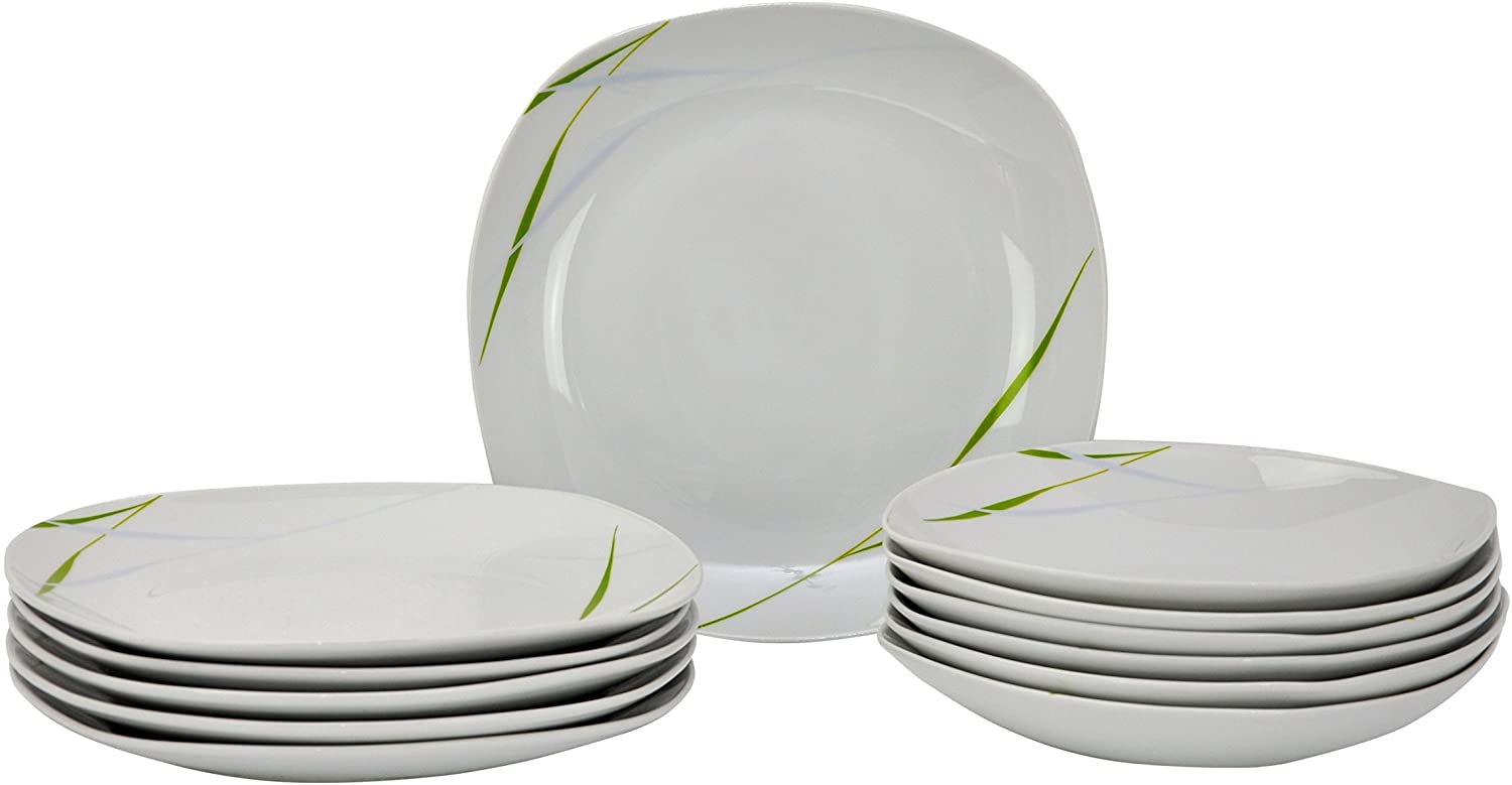 Aviva Classic white set 24 Pieces with Coloured Dinner Set for 12 People