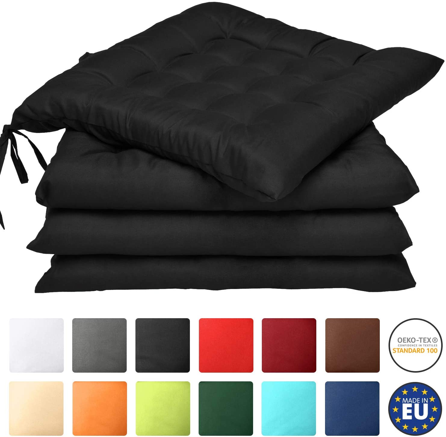 Beautissu Set Of 4 Lea Chair Cushions, 40 X 40 Cm, Seat Cushions For Chairs