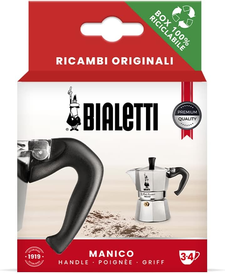 Bialetti Ricambi, including 1 Handle with Plug, Compatible with Moka Express 3/4 Cups