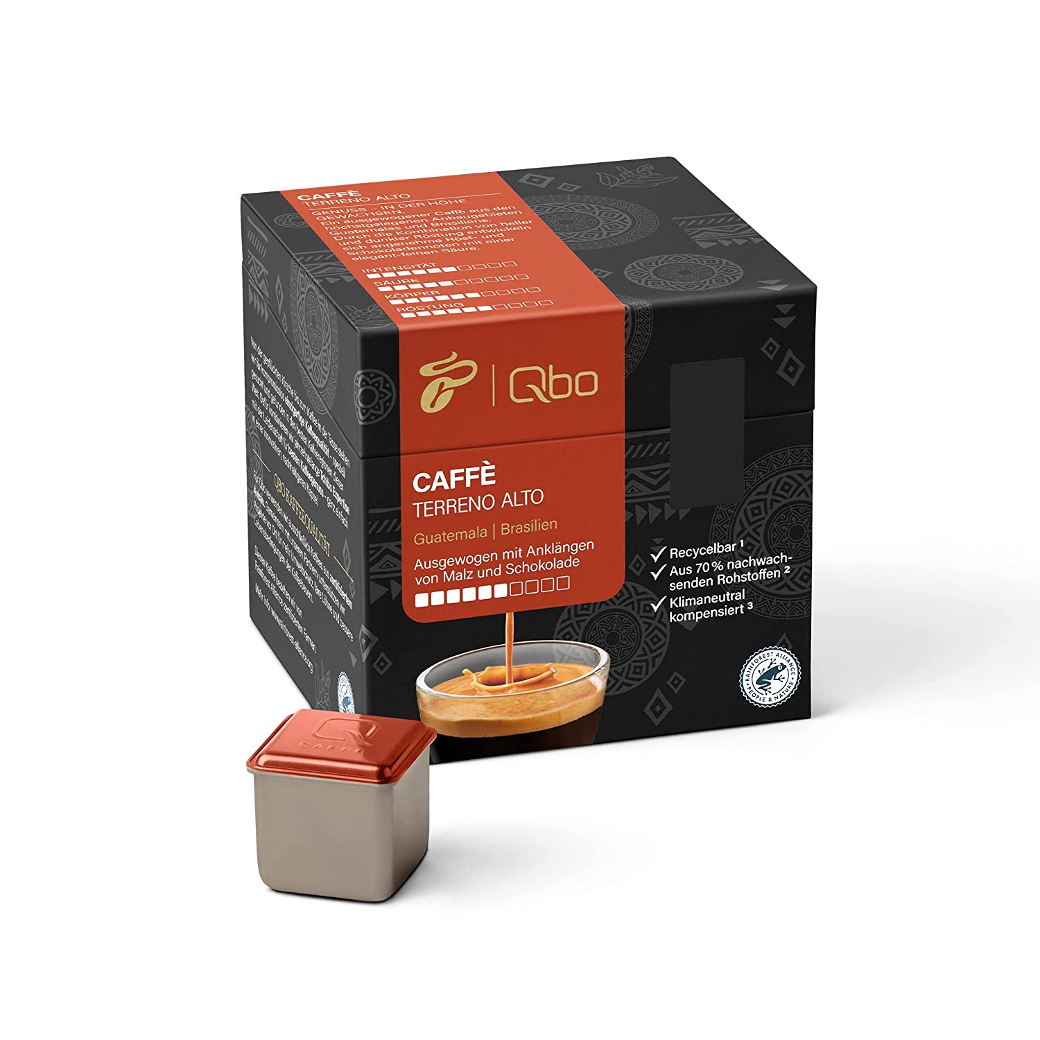 Tchibo Qbo Caffè Terreno Alto Premium Kaffeekapseln, 27 Stück (Caffè, Intensität 6/10, ausgewogen und malzig), nachhaltig, aus 70% nachwachsenden Rohstoffen & klimaneutral kompensiert