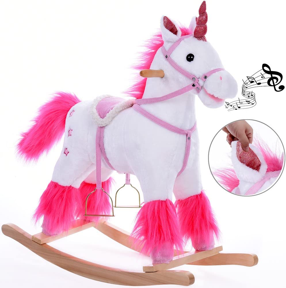 Deuba Rocking Horse for Children from age 1, Horse, Unicorn, Elephant, Donkey, with Music and Safety Belt
