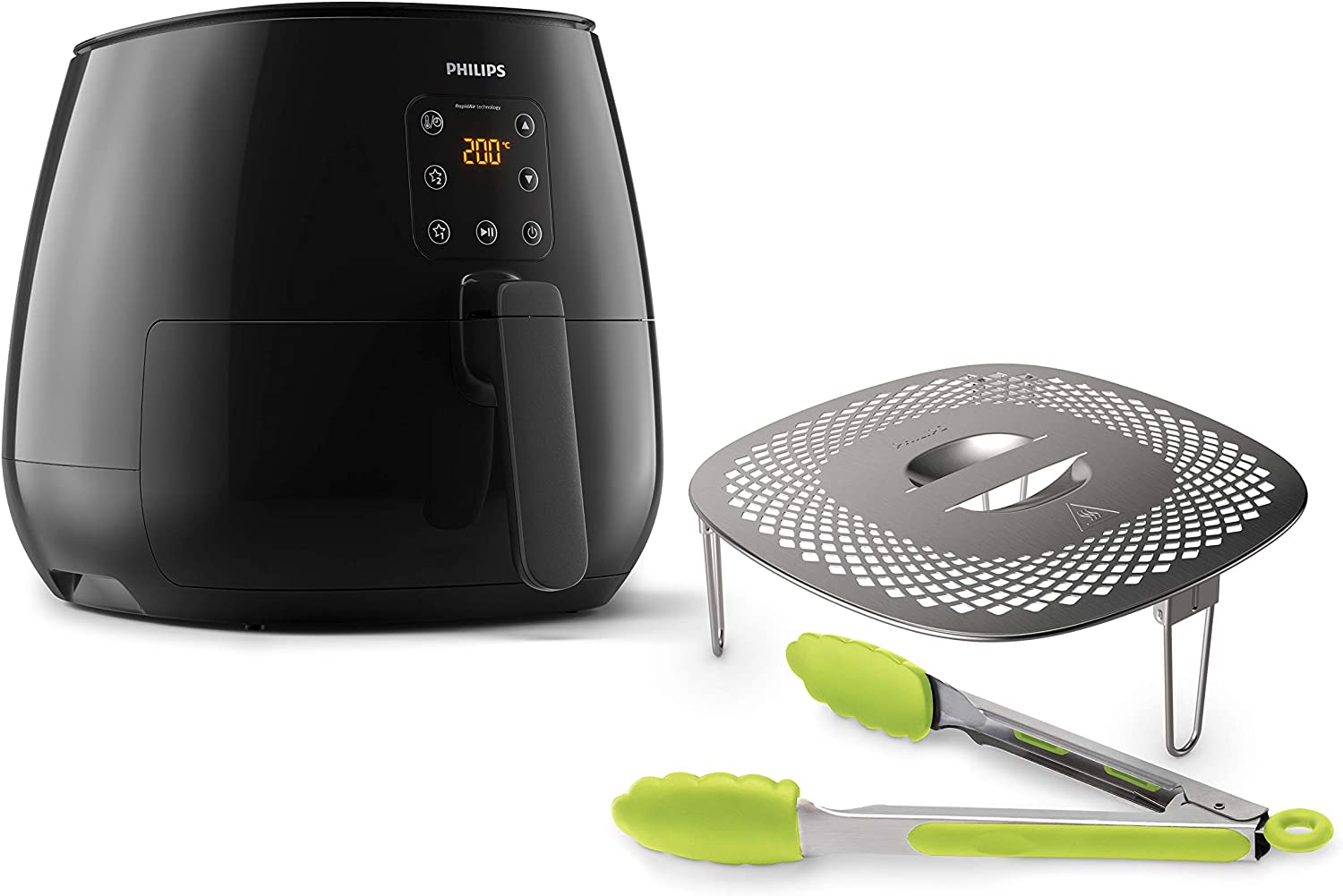 Philips Domestic Appliances Philips Airfryer Essential XL - 1.2 kg Fries - 3 to 4 People - 90% Less Fat - Digital Touchscreen - Dishwasher Safe Parts - with Recipe Book and Splash Guard - HD9262/90