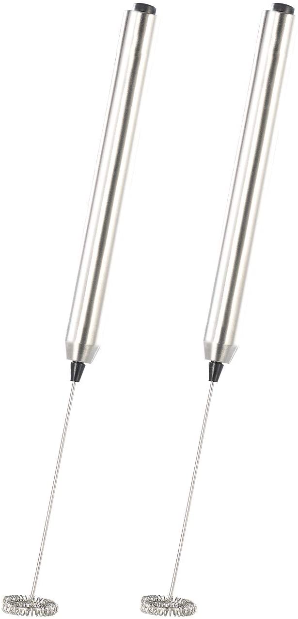 Rosenstein & Söhne Camping Milk Frother 2 Milk Frother Sticks with Stainless Steel Casing, Spiral Whisk, Diameter 24 mm (Hand Milk Frother)